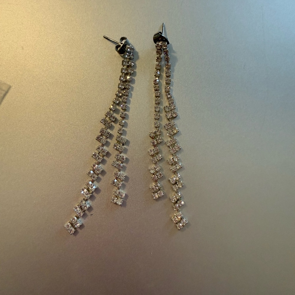 Sparkling Silver Cascade Earrings